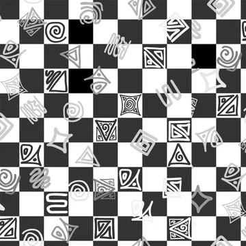 Black and white zentangle pattern without background Stock Illustration