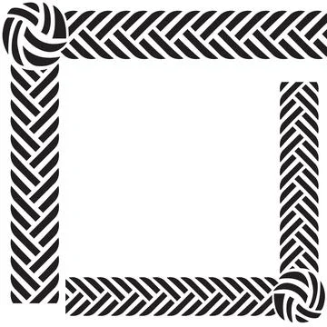A black and white zig zag pattern with a square frame Stock Illustration