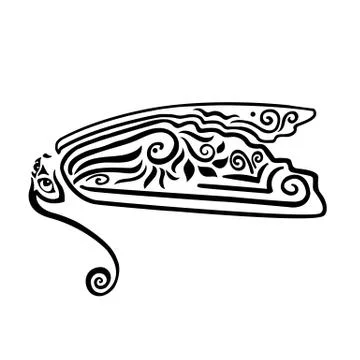 Black and wite moth with ethnic floral ornaments for adult coloring book Stock Illustration
