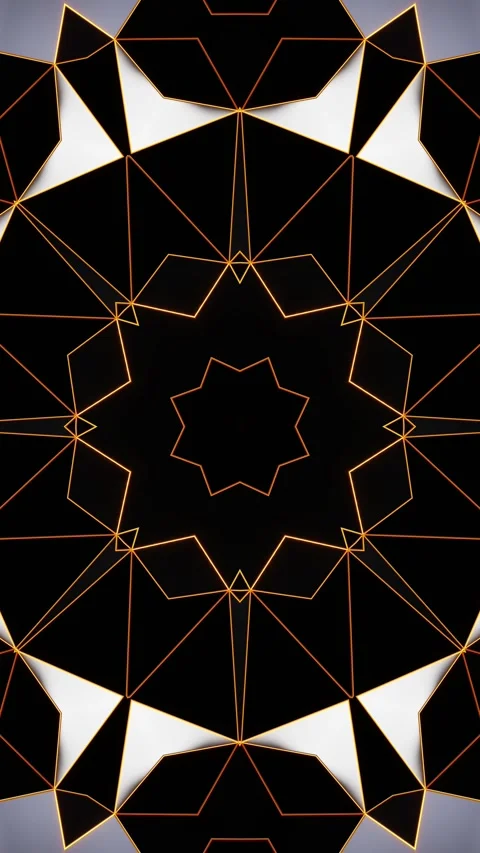 Black and yellow abstract background with star pattern. Kaleidoscope VJ loop Stock Footage 313884110