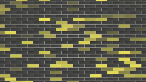 Black and yellow bricks wall Vídeos de archivo 214951699