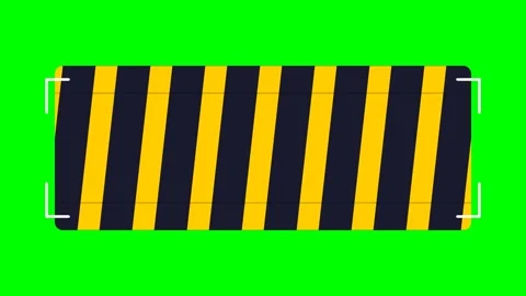 Black and yellow caution striped rectangle with a red triangle center icon Stock Footage 340903351