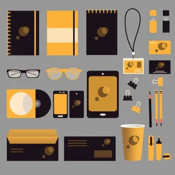 Black and yellow corporate indentity design.Mockup Stock Illustration