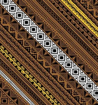 Black and yellow ethnic pattern on gray background Stock Illustration