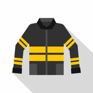 Black and yellow firefighter jacket icon Stock Illustration