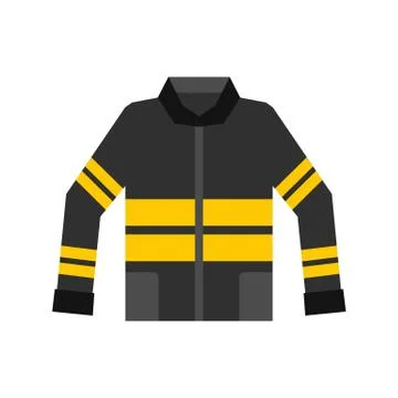 Black and yellow firefighter jacket icon Stock Illustration