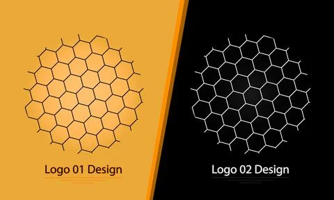 Black and yellow polygon logo design with white and black polygon lines logo Illustrazione stock