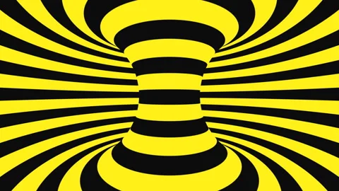 Black and yellow psychedelic optical illusion. Abstract hypnotic background. Stock Footage 116743590