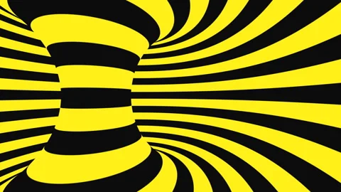 Black and yellow psychedelic optical illusion. Abstract hypnotic background. Stock Footage 116743760