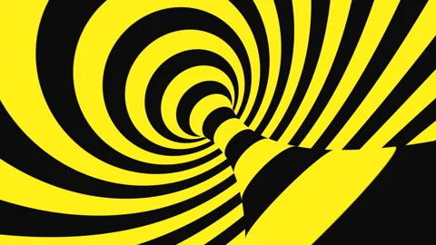 Black and yellow psychedelic optical illusion. Abstract hypnotic background. Video stock 116743794