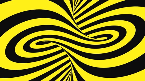 Black and yellow psychedelic optical illusion. Abstract hypnotic background. Stock Footage 120242851