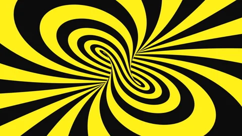Black and yellow psychedelic optical illusion. Abstract hypnotic background. Stock Footage 120242862