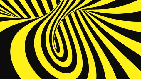 Black and yellow psychedelic optical illusion. Abstract hypnotic background. Video stock 120242939