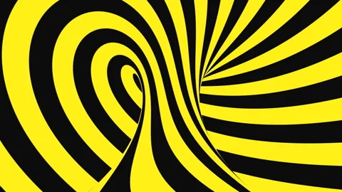Black and yellow psychedelic optical illusion. Abstract hypnotic background. Stock Footage 120242985
