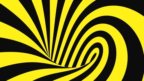 Black and yellow psychedelic optical illusion. Abstract hypnotic background. Stock Footage 120243009