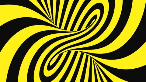 Black and yellow psychedelic optical illusion. Abstract hypnotic background. Stock Footage 120809180
