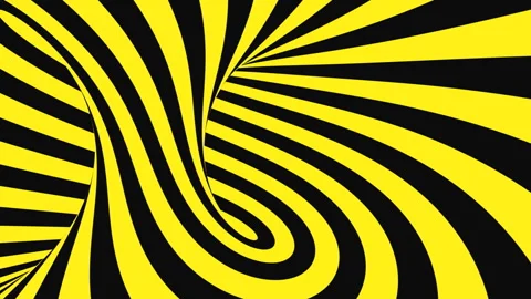 Black and yellow psychedelic optical illusion. Hypnotic animated background. Stock Footage 121713377