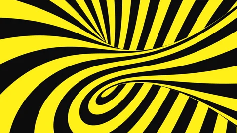 Black and yellow psychedelic optical illusion. Hypnotic animated background. Stock Footage 121713381
