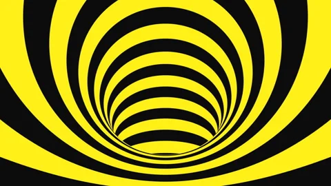 Black and yellow psychedelic optical illusion. Hypnotic animated background. Stock Footage 121713384