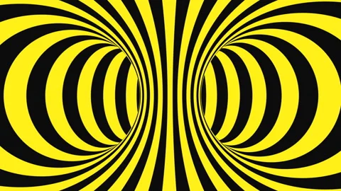 Black and yellow psychedelic optical illusion. Abstract hypnotic background. Video stock 122262722