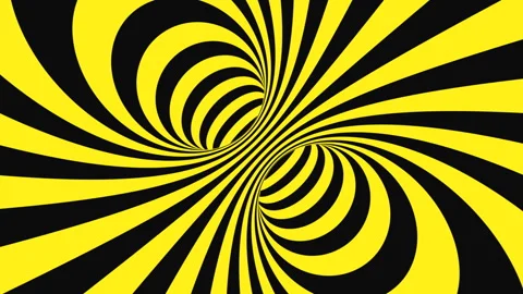 Black and yellow psychedelic optical illusion. Abstract hypnotic background. Stock Footage 122262966