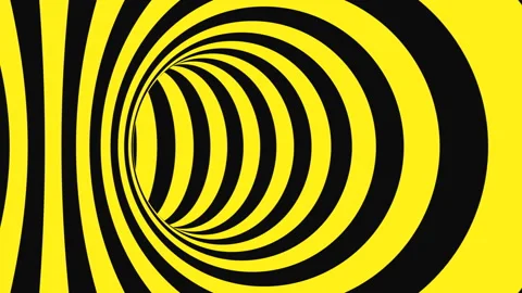 Black and yellow psychedelic optical illusion. Abstract hypnotic background. Stock Footage 124925920