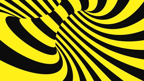 Black and yellow psychedelic optical illusion. Abstract hypnotic background. Video stock 124925967