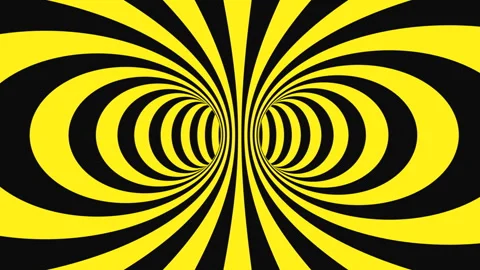 Black and yellow psychedelic optical illusion. Abstract hypnotic background. Video stock 125745235