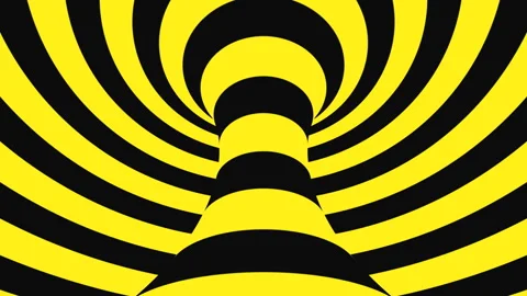 Black and yellow psychedelic optical illusion. Abstract hypnotic background. Stock Footage 126293219