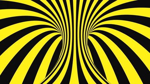 Black and yellow psychedelic optical illusion. Abstract hypnotic background. Stock Footage 127387714