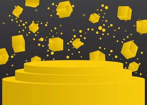 Black and yellow Sci-fi product display. Futuristic Mockup vector 3D room, .. Stock Illustration