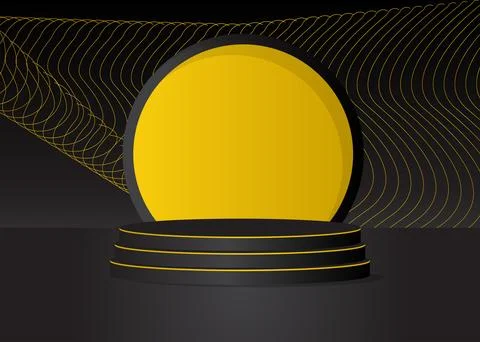 Black and yellow Sci-fi product display. Futuristic Mockup vector 3D room, .. Stock Illustration