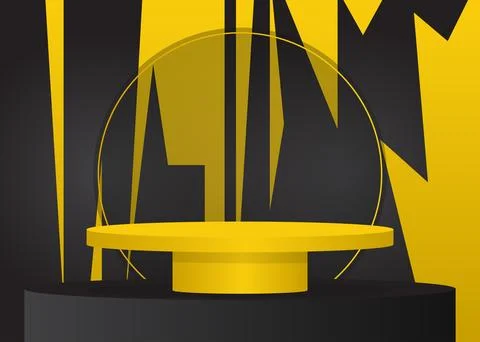 Black and yellow Sci-fi product display. Futuristic Mockup vector 3D room, .. Stock Illustration