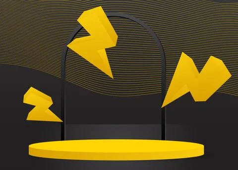 Black and yellow Sci-fi product display. Futuristic Mockup vector 3D room, .. Stock Illustration