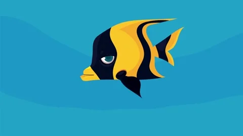 Black and yellow striped fish swimming in a seamless loop with a captivatin.. Stock Footage 339060157