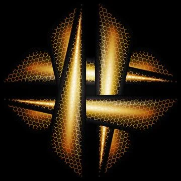 Black and yellow vector background with abstract triangular elements. Stock Illustration