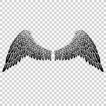 Black Angel Bird Feather Wings Illustration Vector Illustration