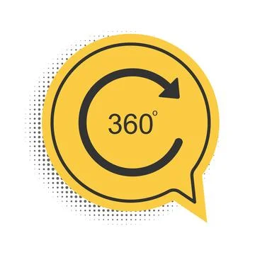 Black Angle 360 degrees icon isolated on white background. Rotation of 360 스톡 일러스트