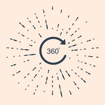 Black Angle 360 degrees icon isolated on beige background. Rotation of 360 Stock Illustration