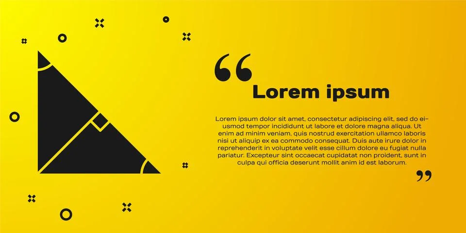 Black Angle bisector of a triangle icon isolated on yellow background. Vector Stock Illustration