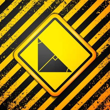 Black Angle bisector of a triangle icon isolated on yellow background. Warning Stock Illustration