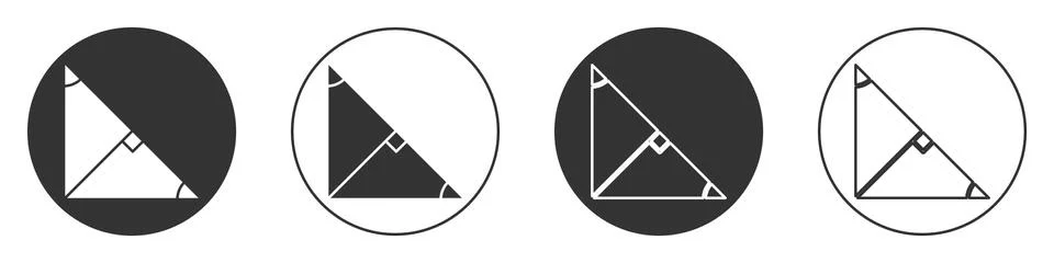 Black Angle bisector of a triangle icon isolated on white background. Circle Stock Illustration
