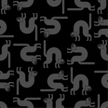 Black angry cat pattern seamless. Attacker pet background. Animal vector text Illustrazione stock