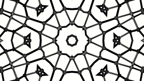 Black animated pattern on a white background. abstract kaleidoscope background.  Video stock 101352040