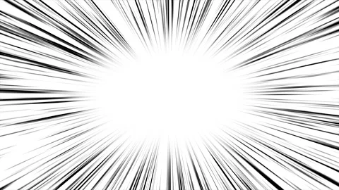Black anime speed lines on white seamless motion. Radial comic light speed Stock Footage 304176390