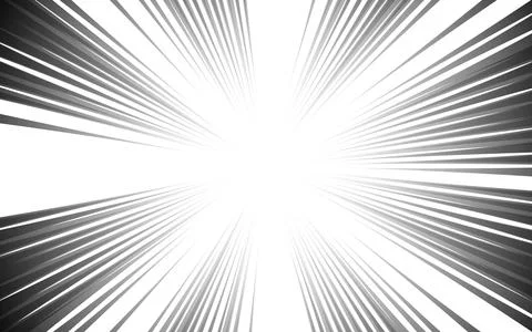 Black anime style speed lines on a white background. Radial speed lines typ.. Illustrazione stock