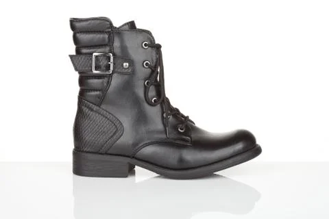 Black ankle boot with reflection Foto stock