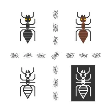 Black ant flat vector element. Stock Illustration