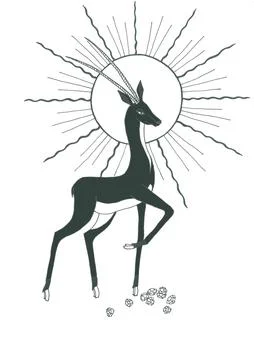 Black Antelope knocks out diamonds against the sun in Indian style Stock Illustration