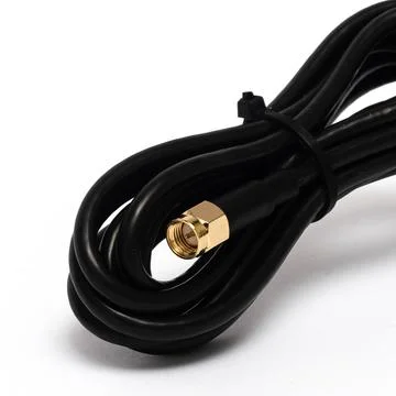 Black antenna with cable coiled tall Stock Photos